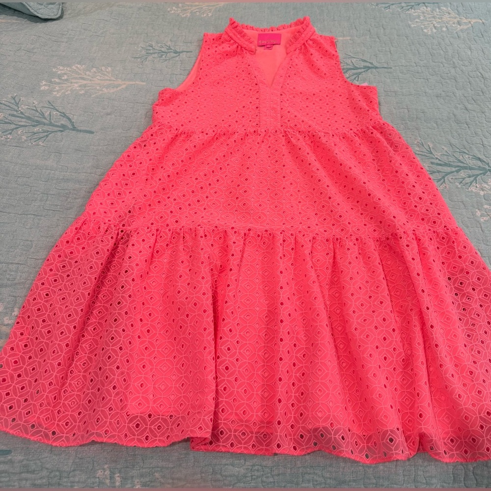Lilly Pulitzer Novella Pink Sleeveless Eyelet Dress M - Picture 14 of 16